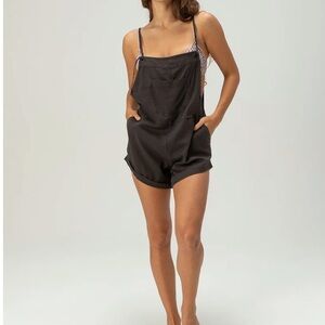 Billabong Black Short Overall Romper